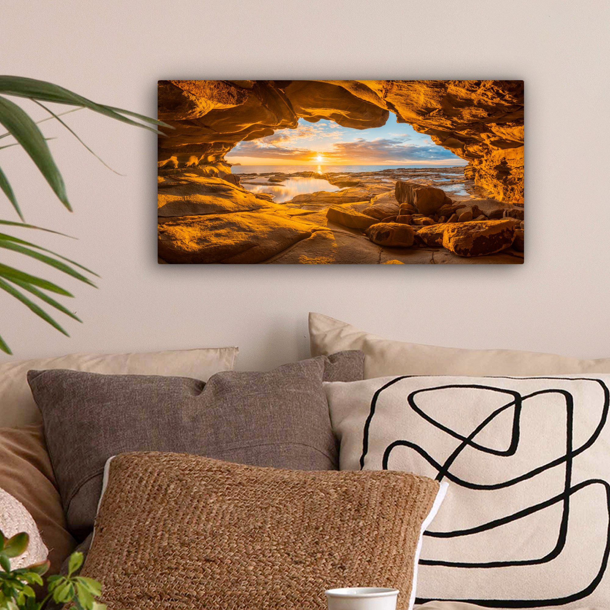 OneMillionCanvasses® Leinwandbild Panorama Höhle - Meer günstig online kaufen