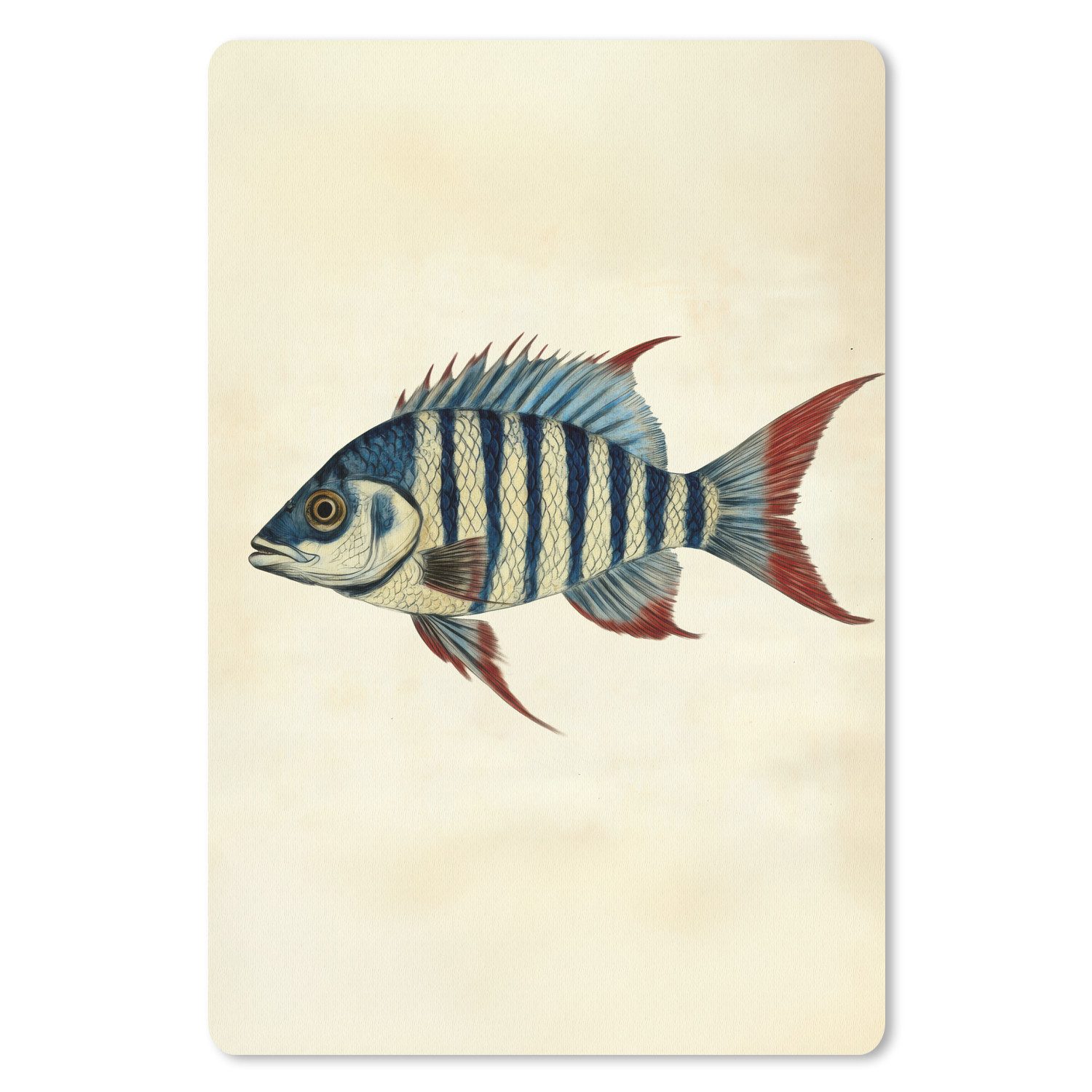 MuchoWow Mauspad Gestreift - Dunkelblau - Rückenflosse - Fisch (1-St), Maus Pad Klein, Gaming Zubehör, Büro Deko, 18x27 cm
