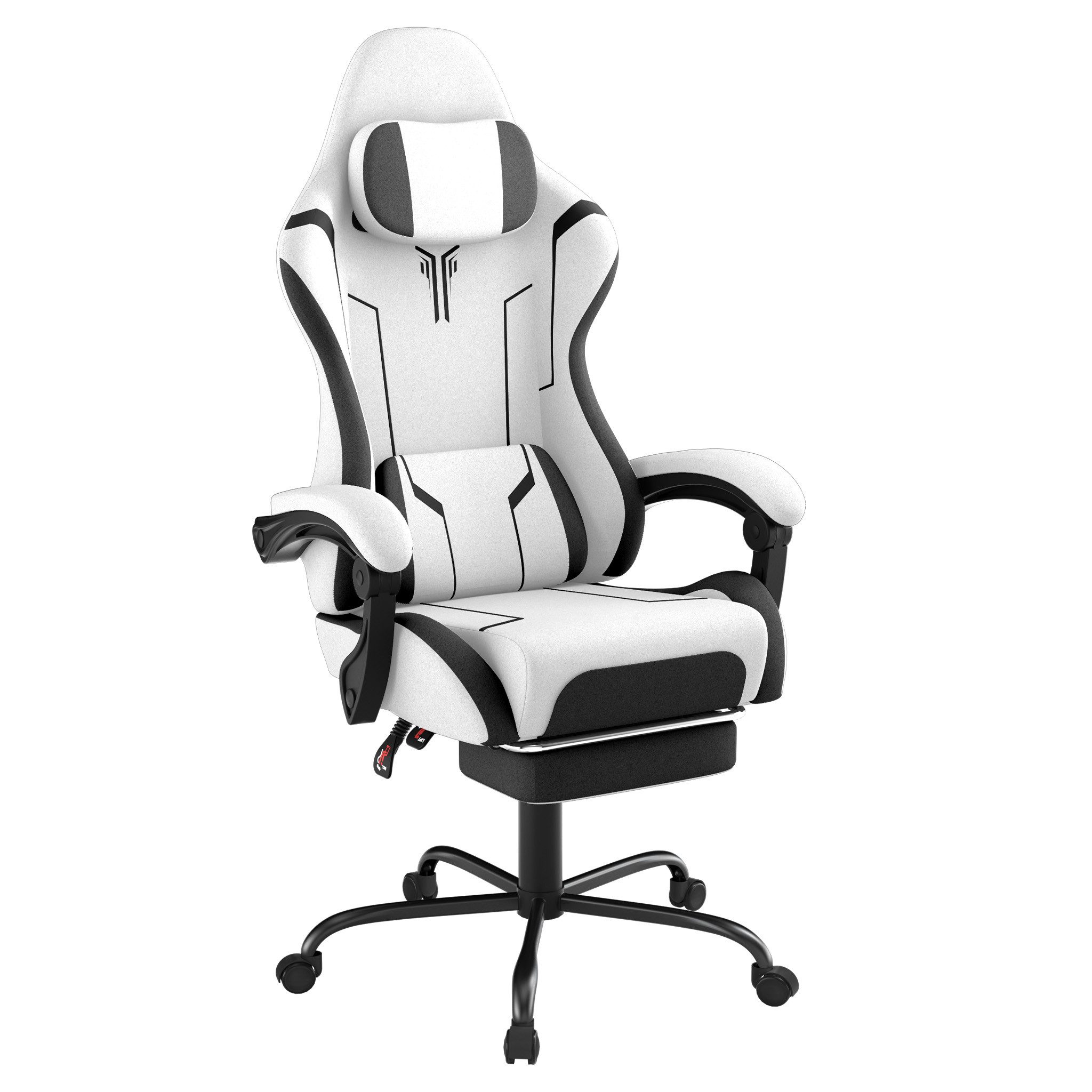 FIVMEN Gaming-Stuhl Racing Ergonomischer Computer-Bürostuhl mit Massage-Lendenkissen, Ausziehbarer Fußstütze Lordosenstütze Kopfstütze, höhenverstellbarer