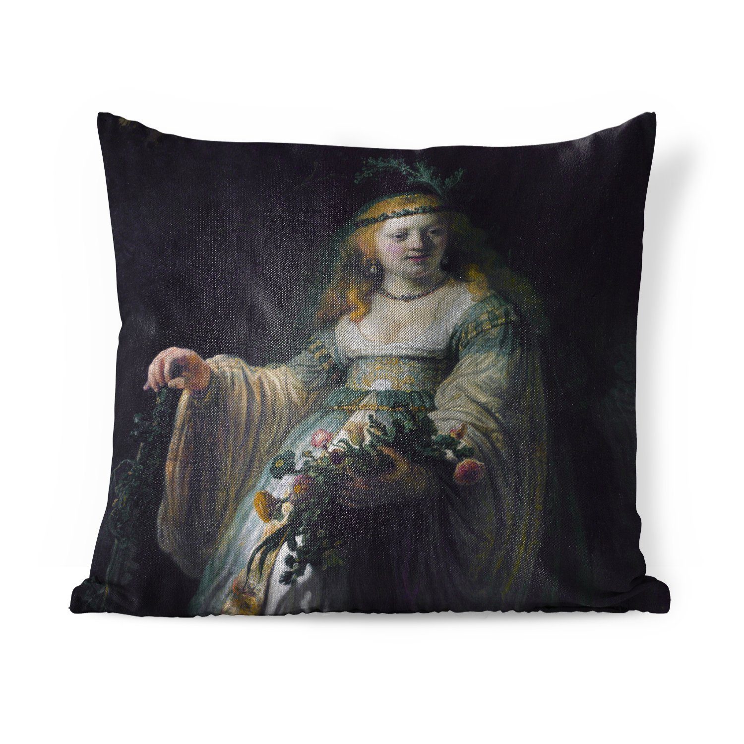 MuchoWow Dekokissen Saskia von Uylenburgh - Gemälde von Rembrandt van Rijn, Zierkissen mit Füllung für Wohzimmer, Schlafzimmer, Deko, Sofakissen