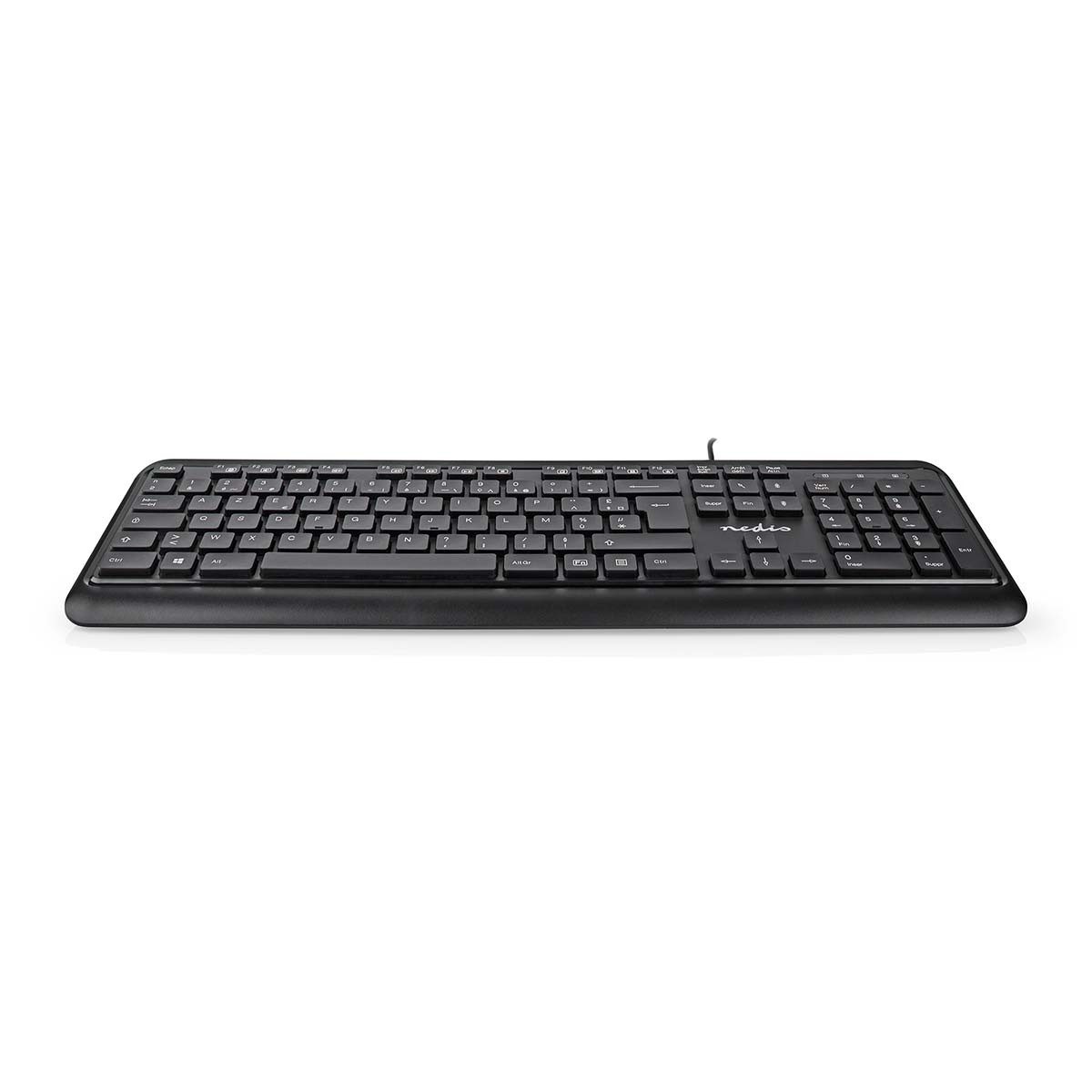 Nedis KBMU200BKFR Tastatur (USB-A, Multimedia, AZERTY, FR-Layout, numerische Tastatur)