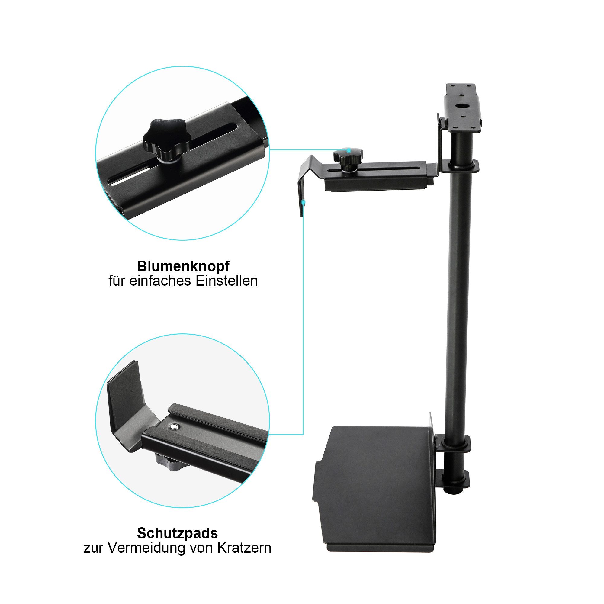EE EUREKA ERGONOMIC PC-Schrank CPU Ständer Verstellbar Höhe und Breite 360° Drehbar Computerhalterung (1 St), Höhen(0-52 cm), Breite(16,5-26 cm), Universal Computer Tower Halterung