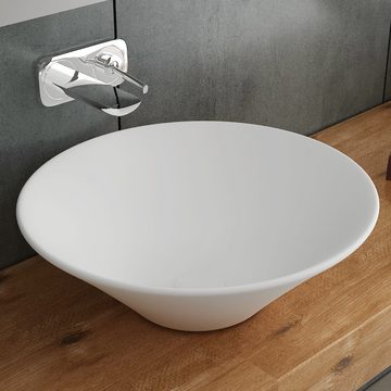 Alpenberger Waschbecken - Keramik Schale Rund 43 cm Ø - Aufsetzbare Waschschale (1-tlg., 1-St., Aufsatzwaschbecken), pflegeleichte Nano Oberfläche für optimale Hygiene