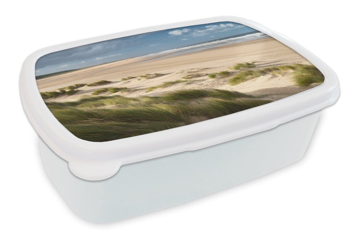 MuchoWow Lunchbox Sand - Düne - Meer, Kunststoff, (2-tlg), Brotbox für Kinder und Erwachsene, Brotdose, für Jungs und Mädchen weiß
