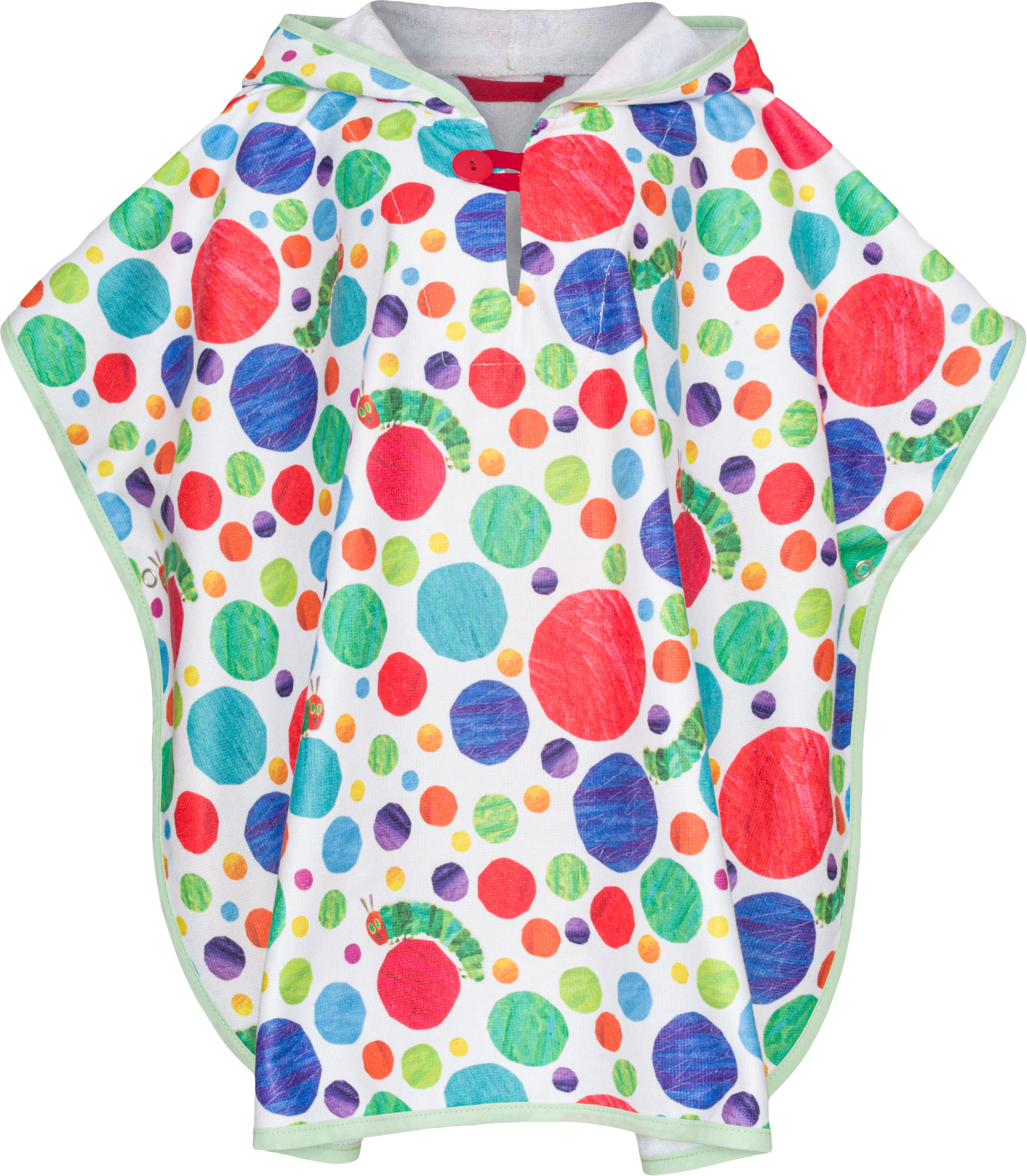 Smithy Badeponcho Baby Raupe Nimmersatt, Baumwoll-Mischung, mit Druckknöpfen am Arm