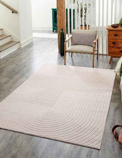 Teppich Lorent, Home affaire, rechteckig, Höhe: 5 mm, Kurzflor, Uni Farben, Hoch-Tief-Effekt, Scandi-Look, Outdoor geeignet
