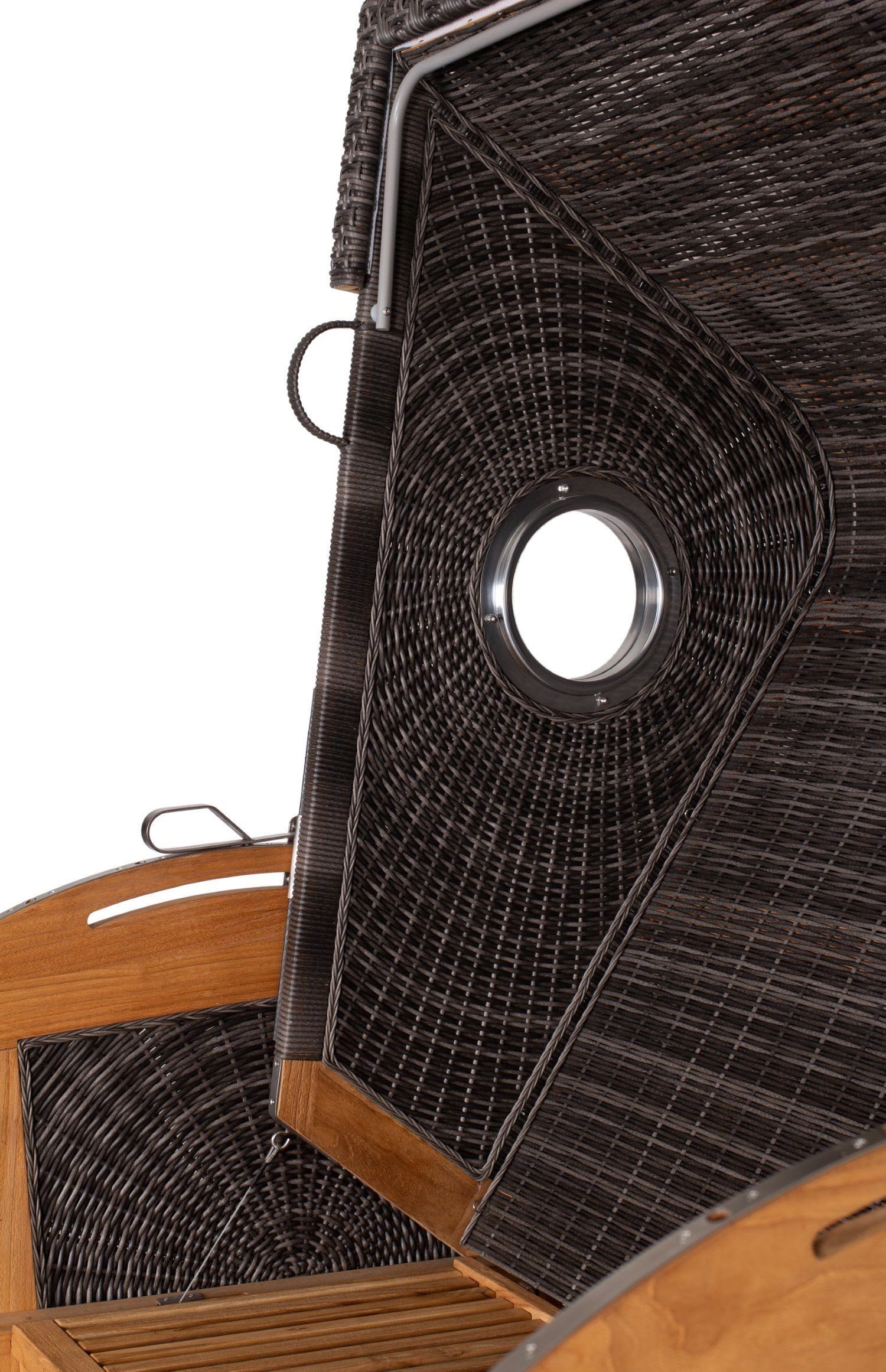 deVries PURE® Strandkorb deVries PURE® Sailor XL - PE stone grey - Dessin 235, BxTxH: 135x90x165 cm, Halblieger, Ostsee-Strandkorb, feines Teakholz - inkl. Rückholfeder und Schutzhülle