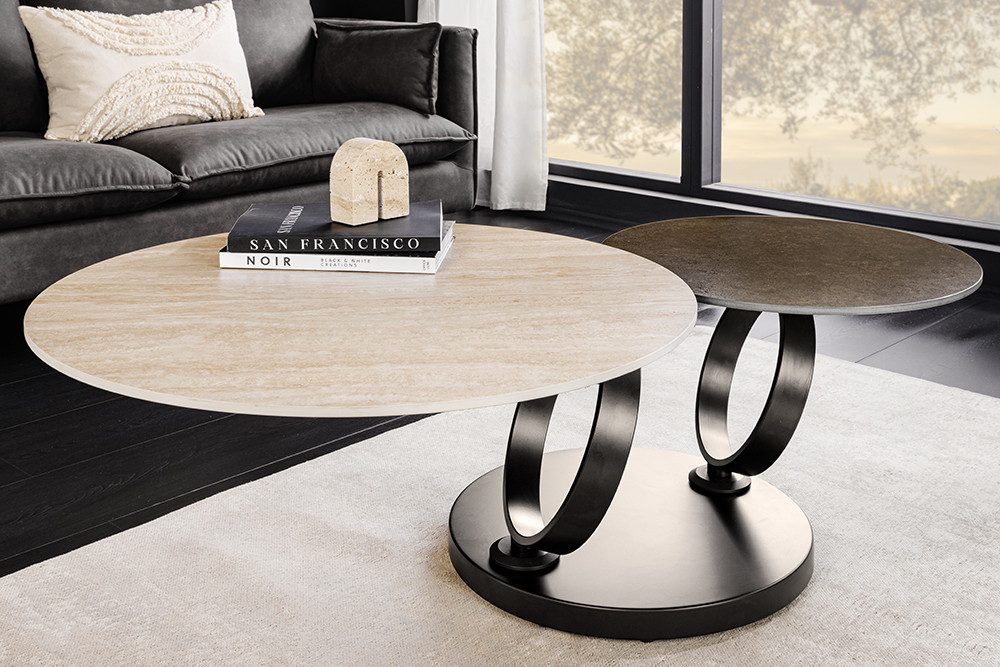 riess-ambiente Couchtisch DANCING RINGS 80-133cm natur rost (Einzelartikel, günstig online kaufen