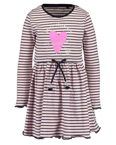 Blue Seven A-Linien-Kleid Blue Seven Mädchen Shirtkleid Kleid Langarm Streifen rosa schwarz (2-tlg)