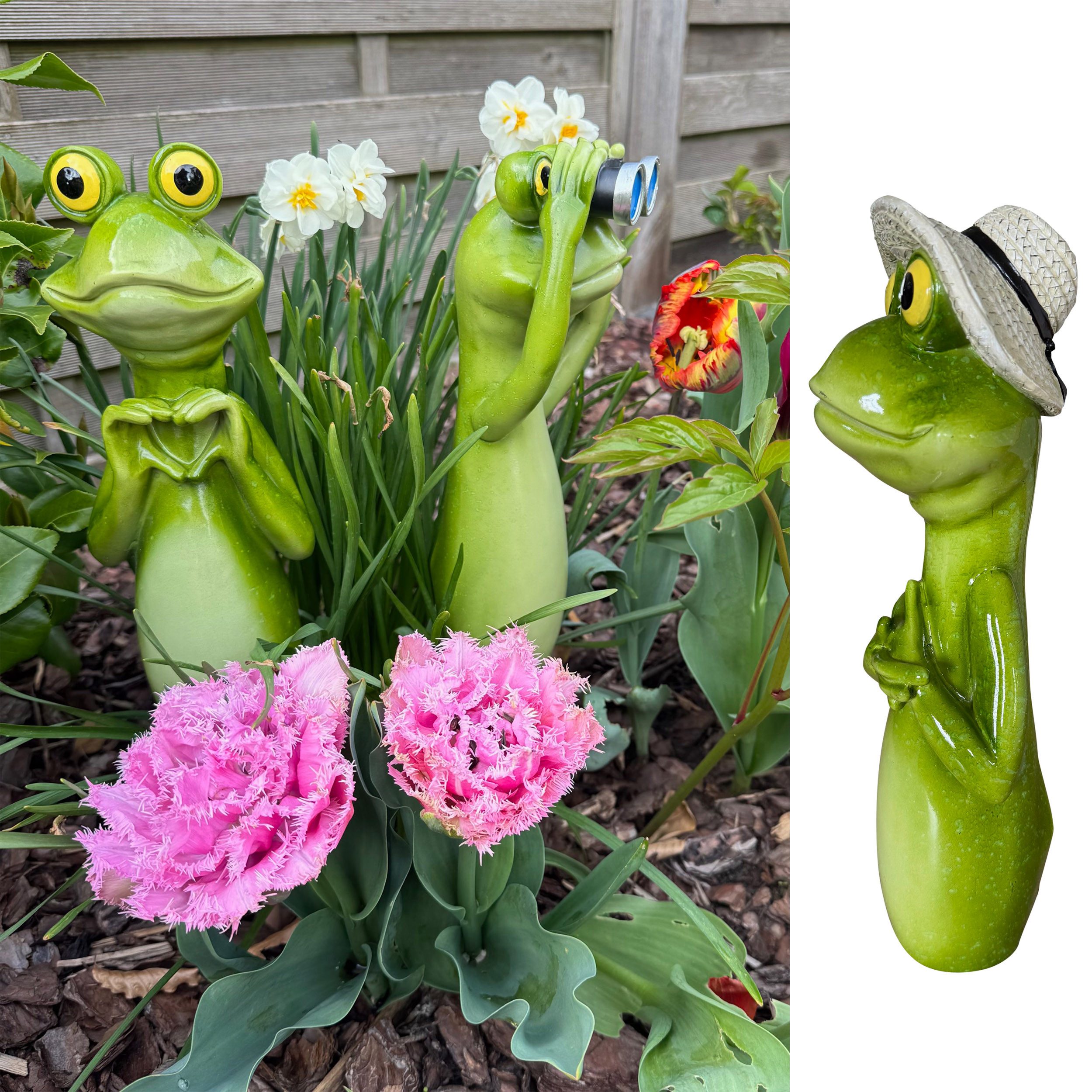 Online-Fuchs Gartenfigur Gartenstecker Froschhals, Kopf - lustige Deko Figuren für Blumenbeet, (Gartenstecker), für den Außenbereich - 30 cm groß