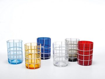 Zafferano Gläser-Set Twiddle, buntes, mundgeblasenes, handgemachtes 6-teiliges Gläser Set, 6-teiliges Set