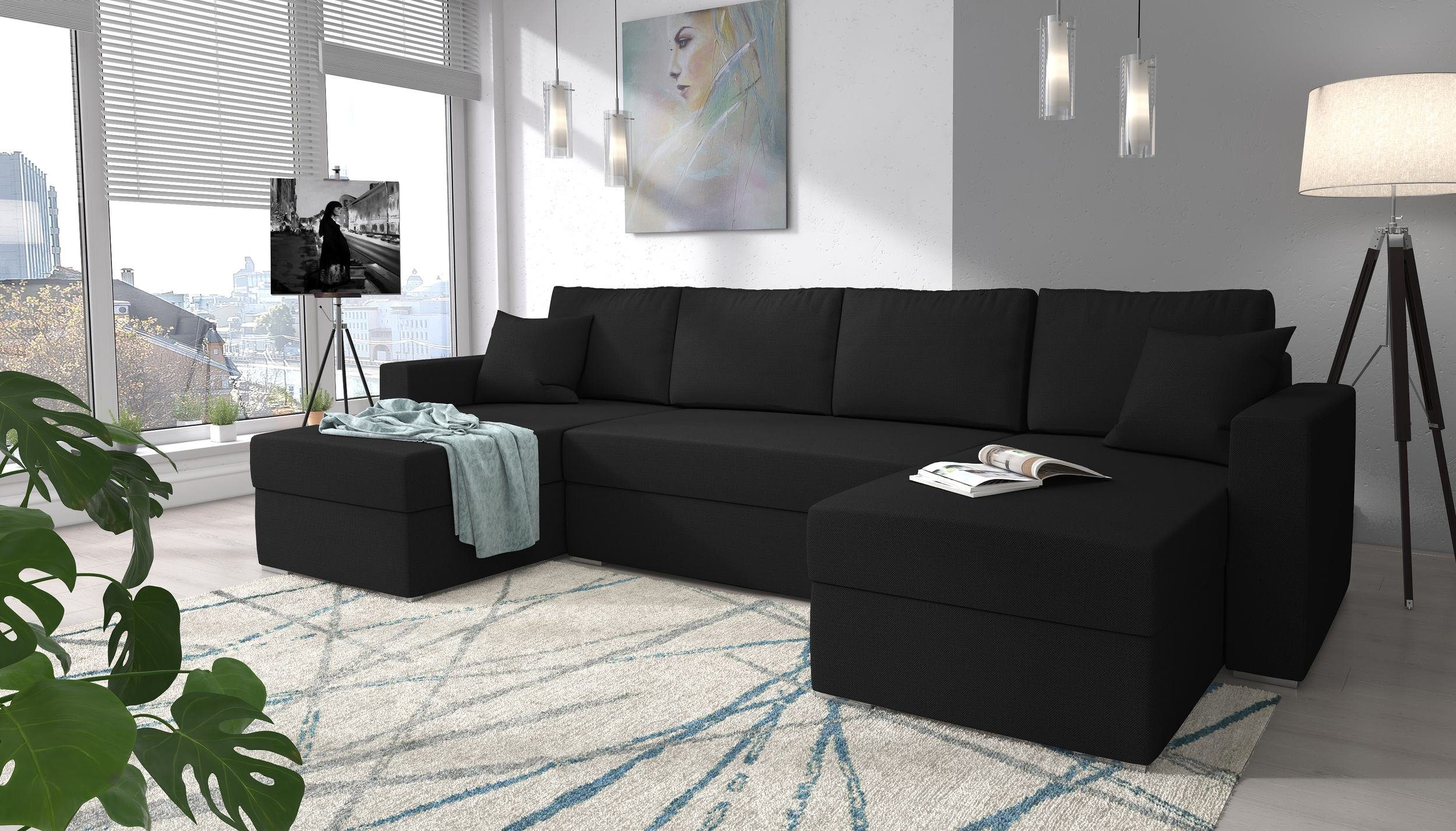 Stylefy Wohnlandschaft Rubicon, U-Form, Sofa, mit Bettfunktion und Bettkasten, frei im Raum stellbar, inklusive Kissen, Sitzkomfort, Klassisch Design | Wohnlandschaften
