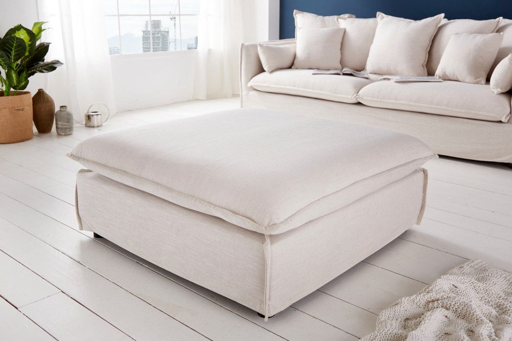 riess-ambiente Fußhocker HEAVEN 100cm natur · Hussensofa inkl. Kissen und abnehmbaren Bezug (Einzelartikel, 1 St), Wohnzimmer · Leinenstoff-Gemisch · Federkern-Polsterung · Landhausstil
