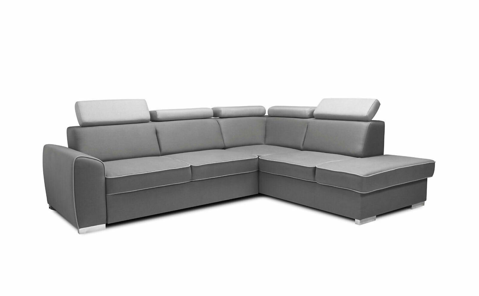 Ecksofa in Europe Made JVmoebel Graues Bettfunktion Luxus Sitzecke, Polster Couch Möbel Ecksofa