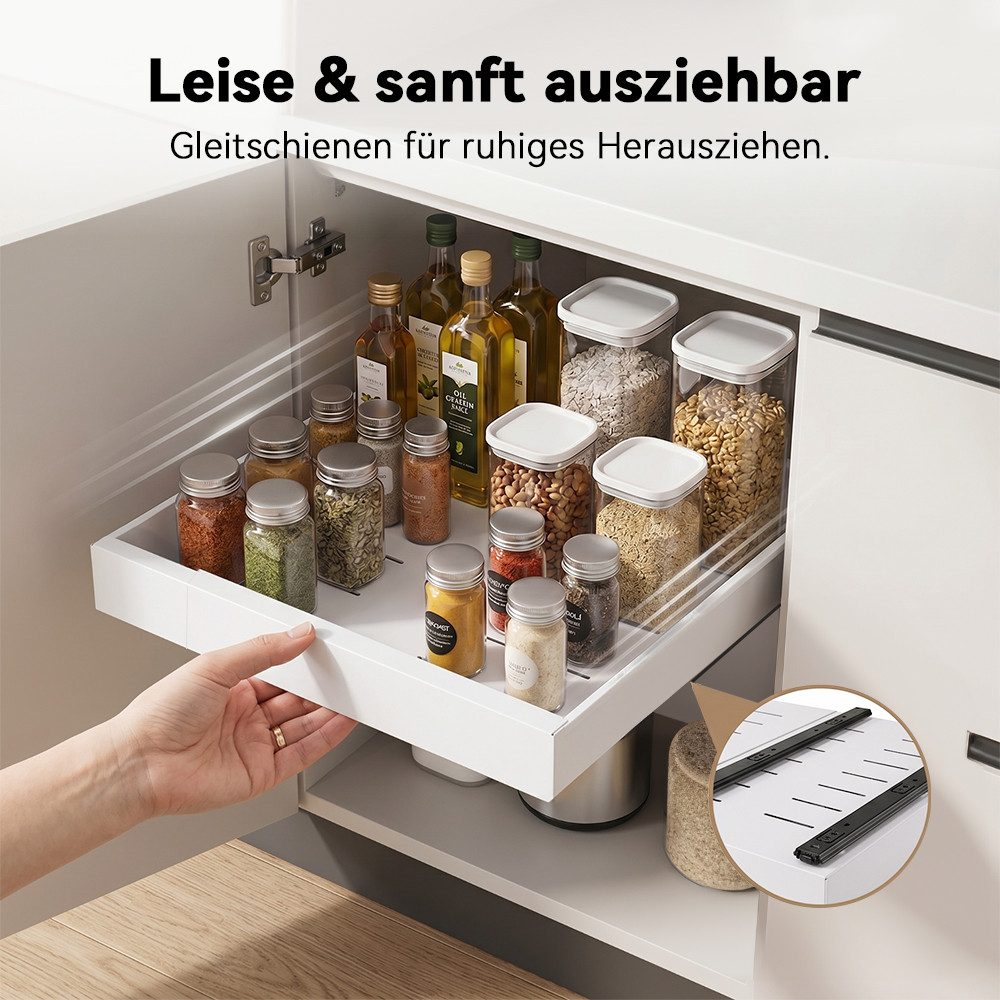 VIVREAL Küchenorganizer-Set Teleskopschublade küche, Besteckkasten für schubladen, ohne Bohren, (1-tlg), Flexibel 32–52 cm, bis 15 kg belastbar, für Küche Speis – Bild 4 von 5