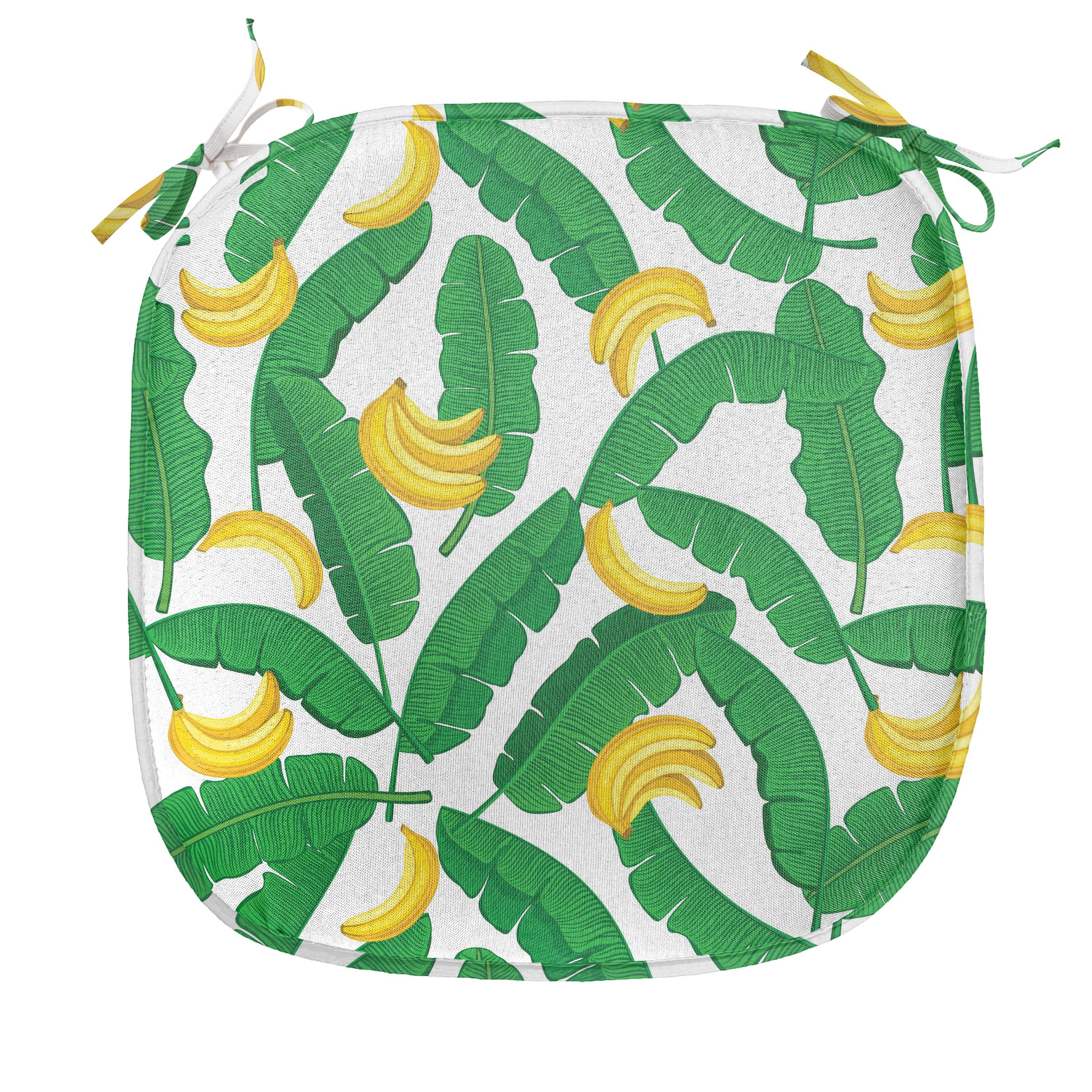 Abakuhaus Stuhlkissen Dekoratives wasserfestes Kissen mit Riemen für Küchensitze, Natur Banana Art