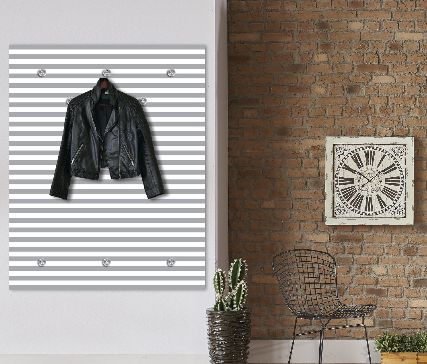 queence Wandgarderobe Streifen - Garderobe aus hochwertigem Acrylglas (1 St), 100x120 cm - mit Edelstahlhaken