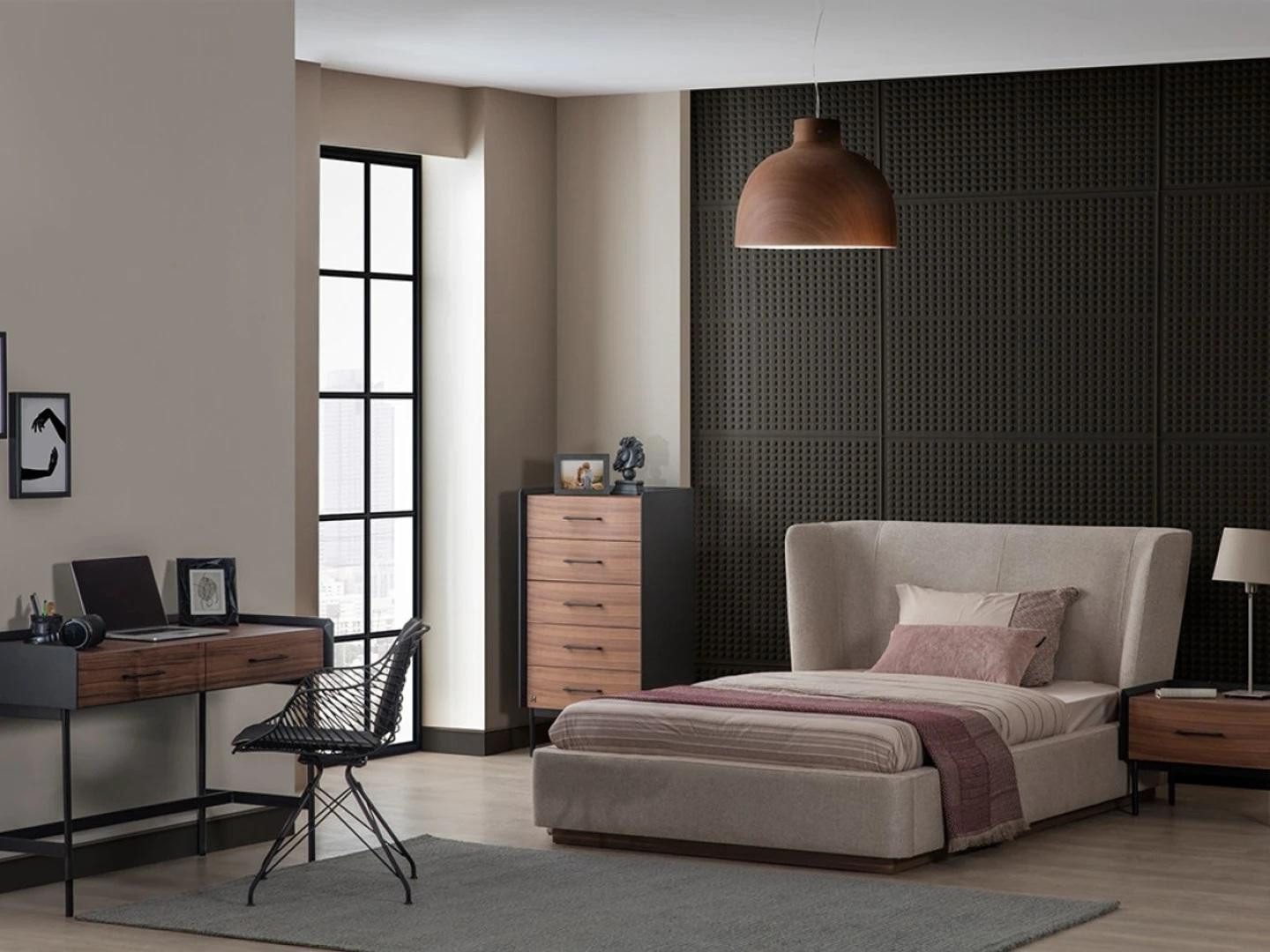 Xlmoebel Schlafzimmer-Set Modernes Schlafzimmer-Set mit Design-Bett und stilvollem Nachttisch, (Schlafzimmer Set 4tlg (Bett + Nachttisch + Kommode + Schreibtisch), Hergestellt in Europa