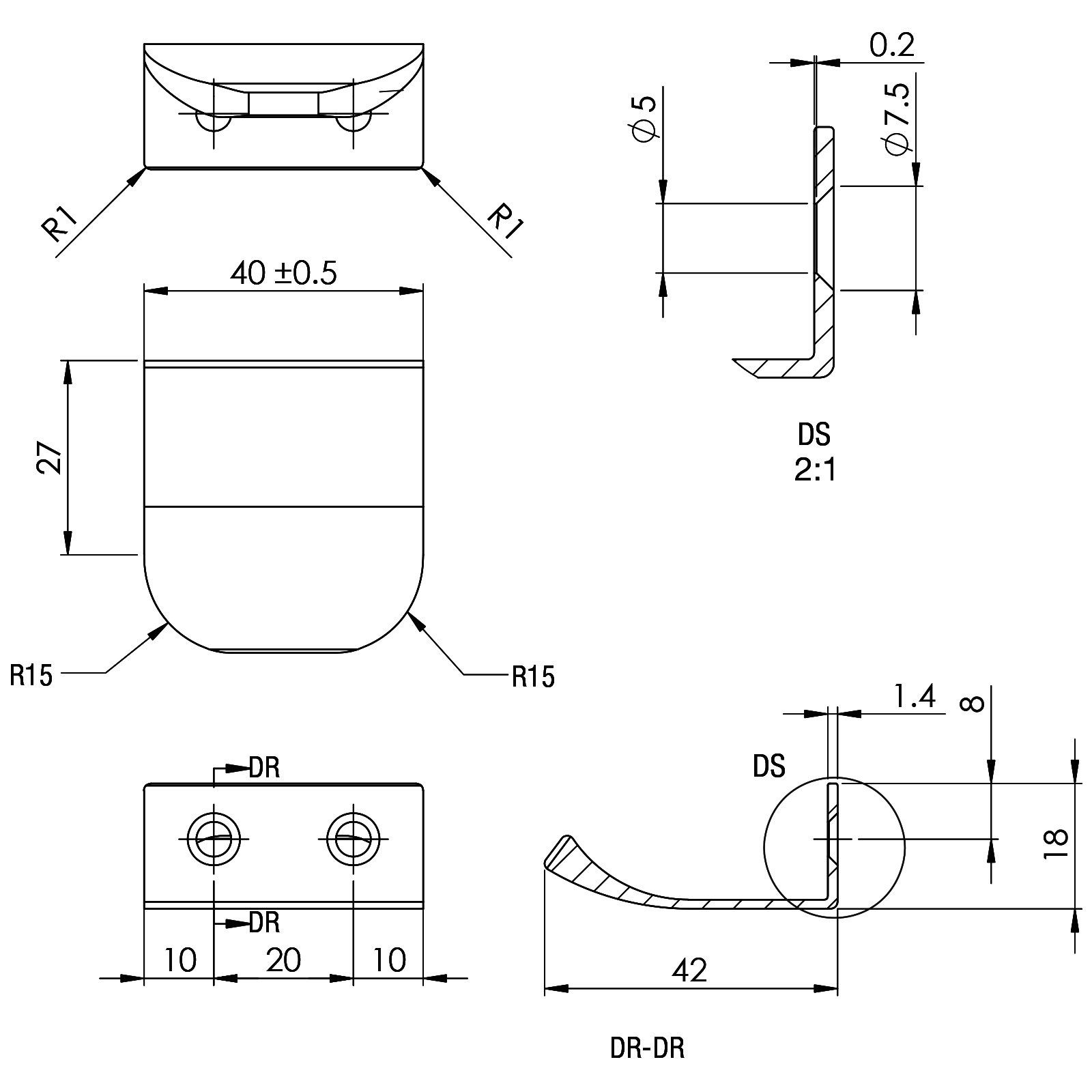 Möbelgriff SO-TECH® Edelstahloptik Schrauben mm, incl. - gebürstet BLANKETT 300 round 40