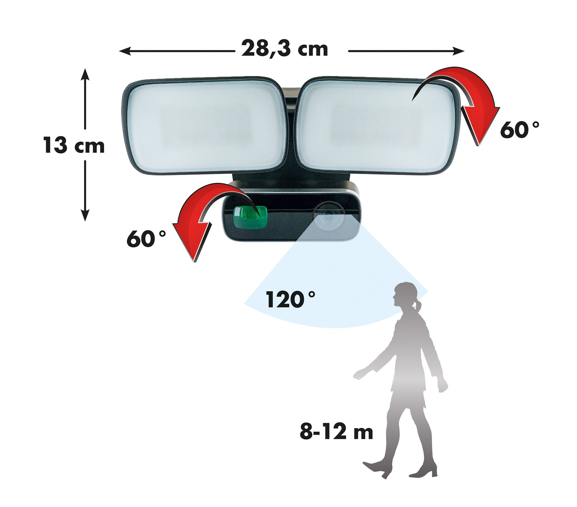 Schwaiger LED300 513 Alarmsirene (mit verstellbarem Flutlicht, IP65)