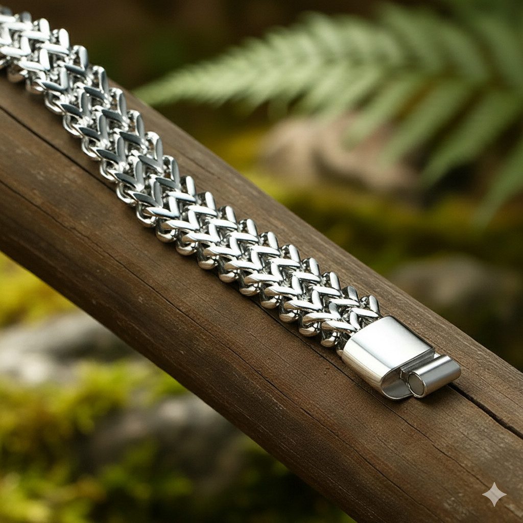 Taffstyle Armband Edelstahl Armband 8mm magnetischer Verschluss Fuchsschwanz (Geometrisch gewebtes Armband aus Chirurgenstahl mit Magnetverschluss), Ideal für den Alltag, Business und besondere Anlässe