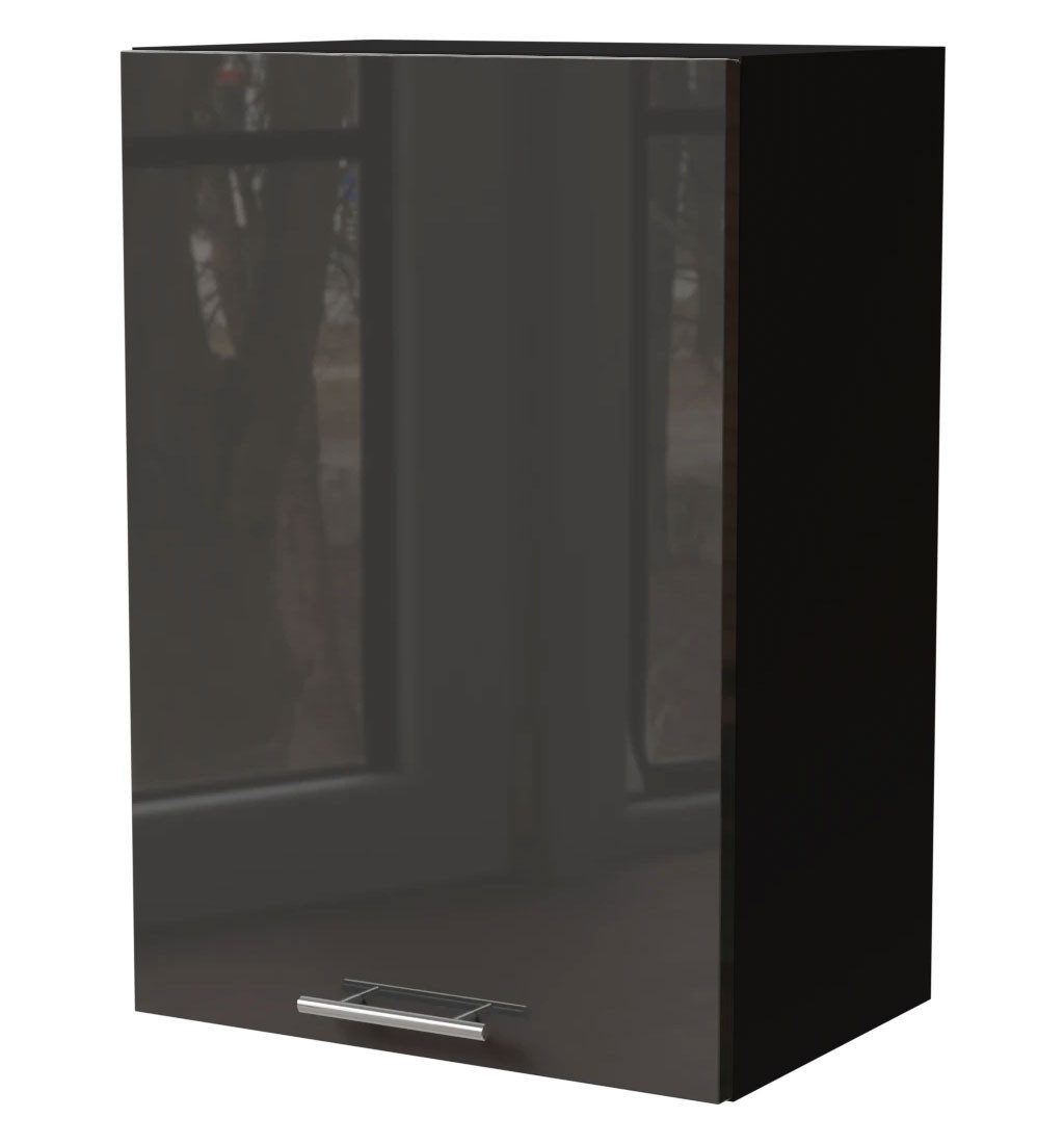 Feldmann-Wohnen Klapphängeschrank Essen (W2/50, 1-türig, 2 Einlegeböden, 1-St., Küchenhängeschrank) 50x32,5x72cm schwarz - graphit Hochglanz (ES-W2/50)