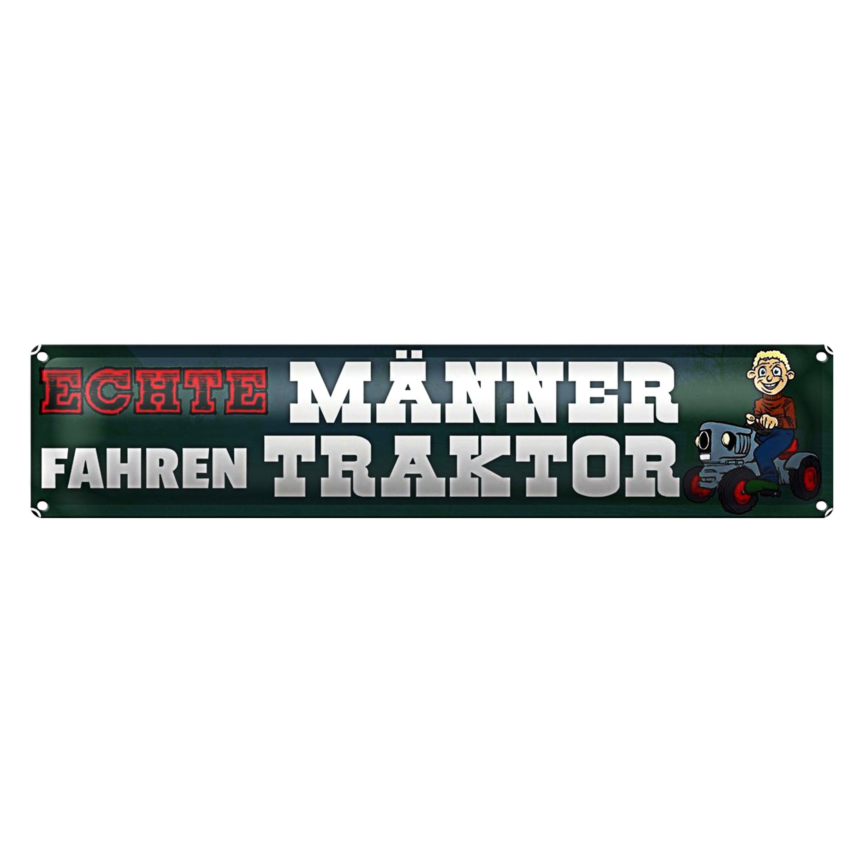 Roomando Metallschild Blechschild Spruch 46x10cm echte Männer fahren Traktor