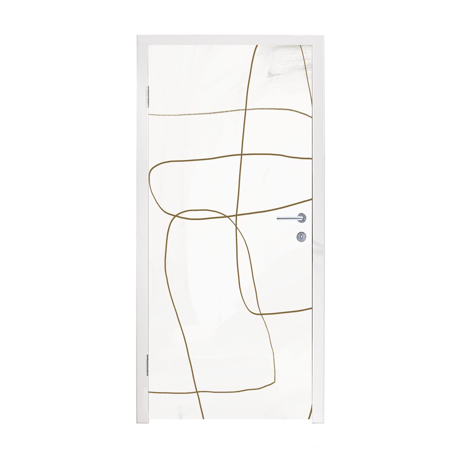 MuchoWow Türtapete Kunst - Braun - Weiß - Abstrakt, Matt, bedruckt, (1 St), Fototapete für Tür, Türaufkleber, 75x205 cm