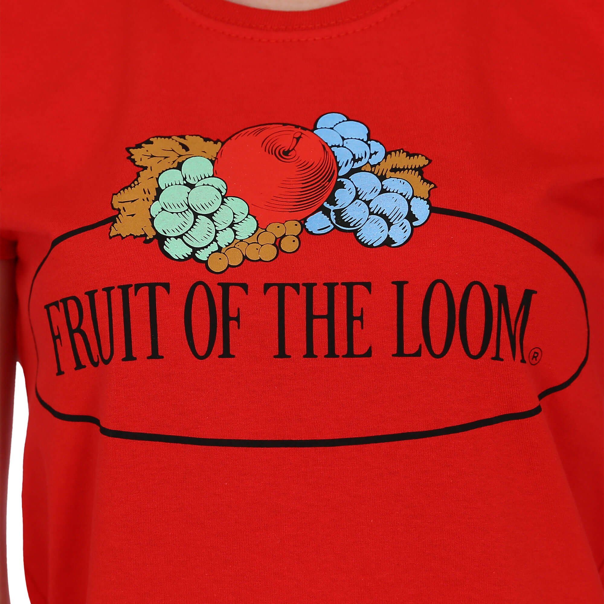 mit Logo Damen Loom rot Fruit Fruit Loom the the Rundhalsshirt of of the of Loom Fruit T-Shirt