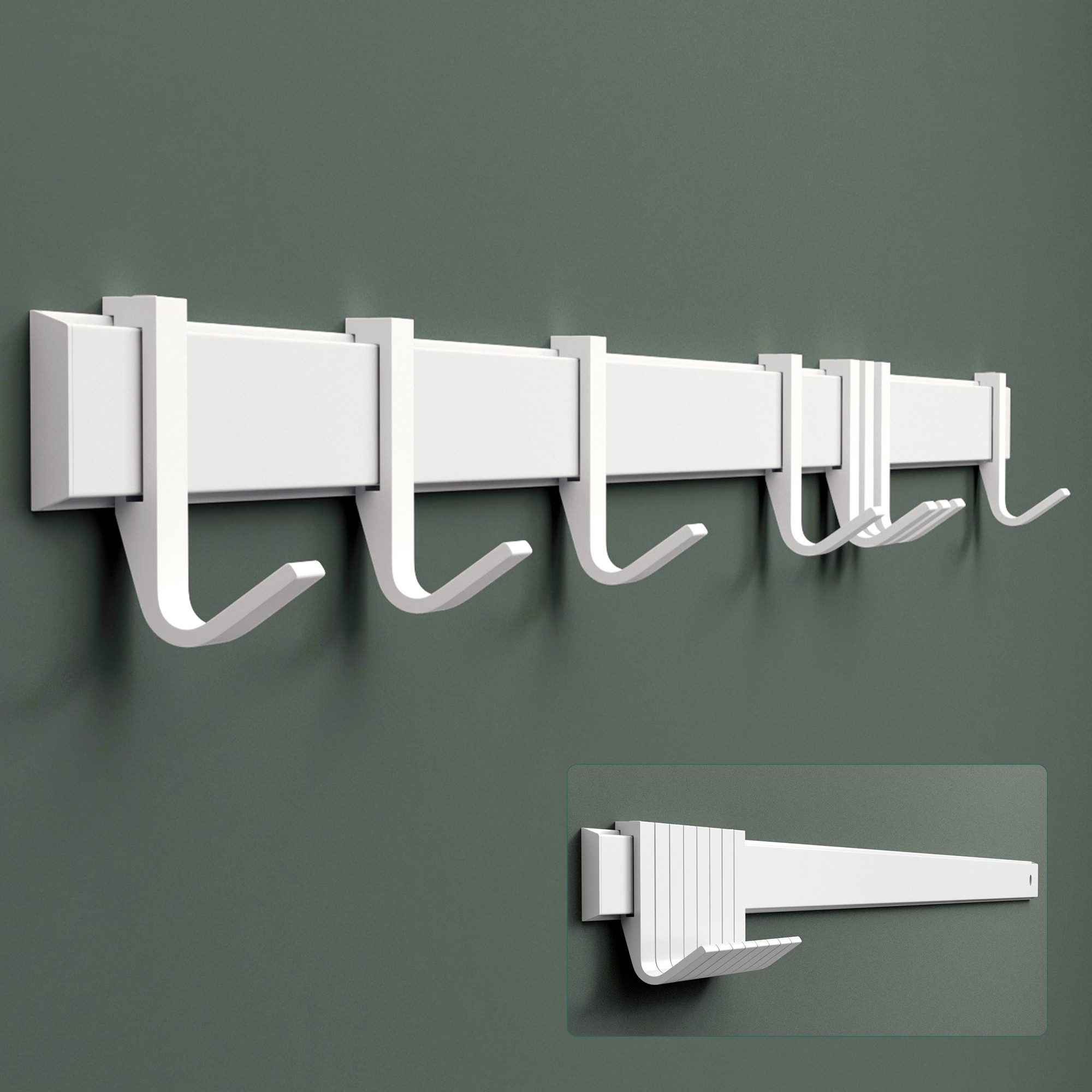 Mai & Mai Wandgarderobe Kleiderhaken Garderobenleiste aus Aluminium mit 4/6/8 Haken Stalo-12, Flexibel entlang der Schiene verschieben, individuell positionieren. von Mai & Mai