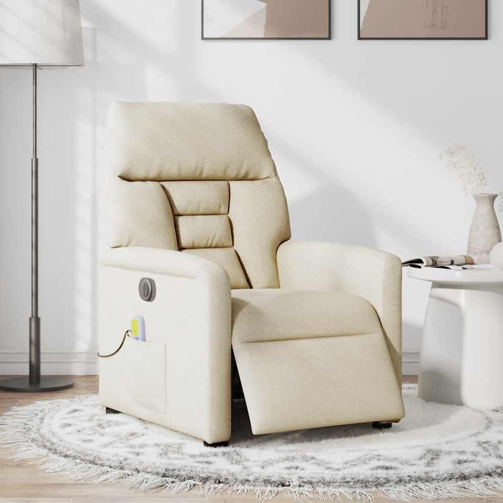 vidaXL Sessel Massagesessel Elektrisch Creme Stoff günstig online kaufen