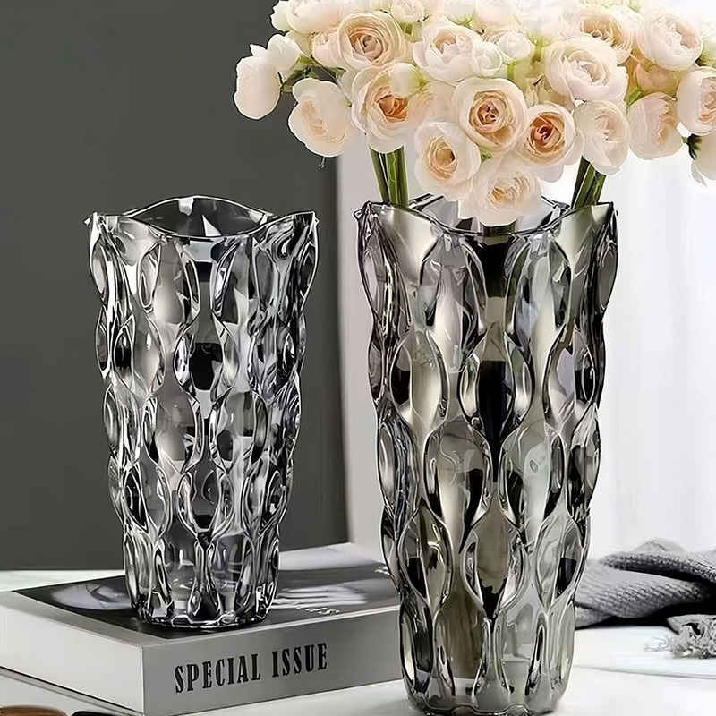 NUODWELL Dekovase Glas Blumenvase,Deko Wohnzimmer,Modern Glas Tulpenvase Aesthetic Vase