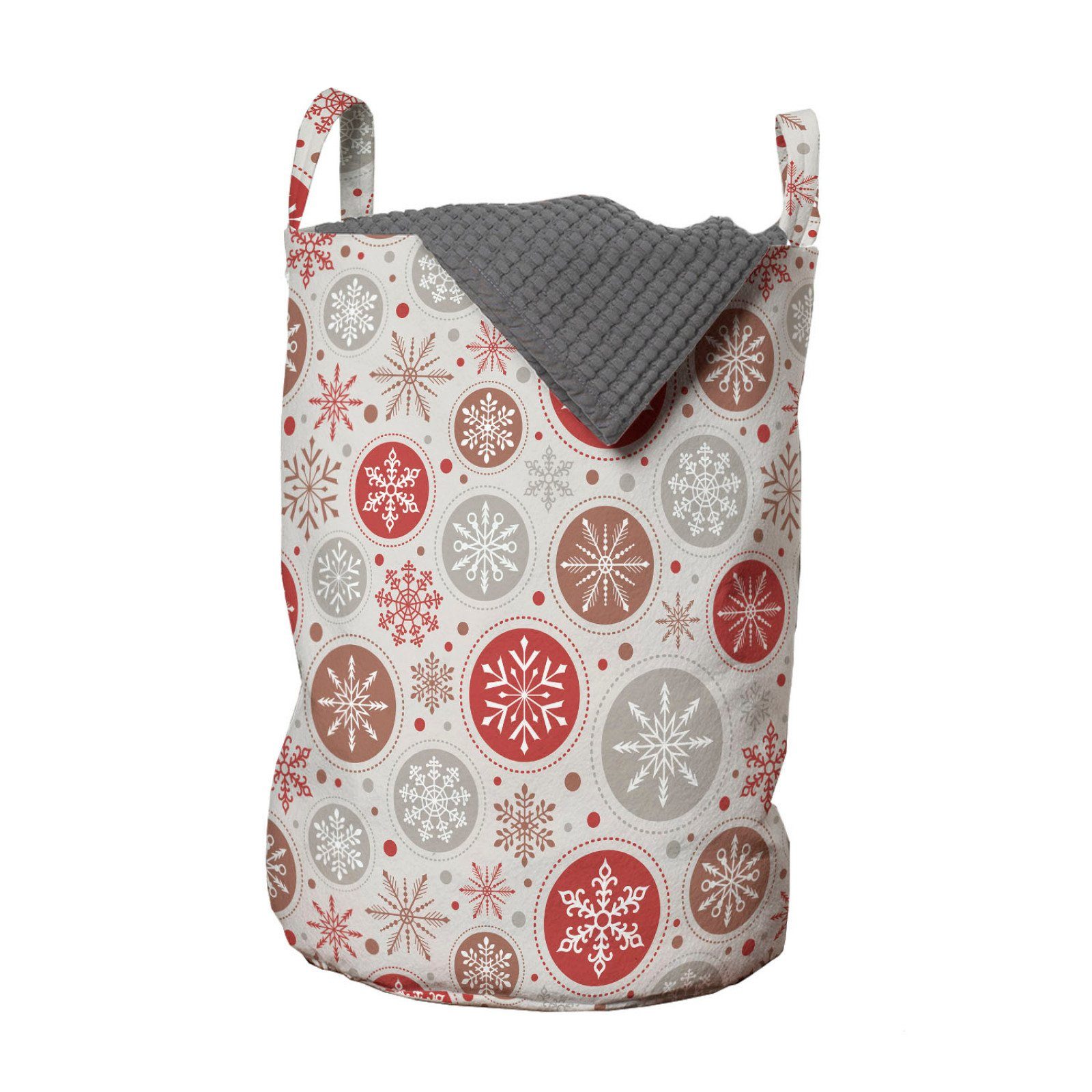 Abakuhaus Wäschesäckchen Wäschekorb mit Griffen Kordelzugverschluss für Waschsalons, Weihnachten Schneeflocken drucken