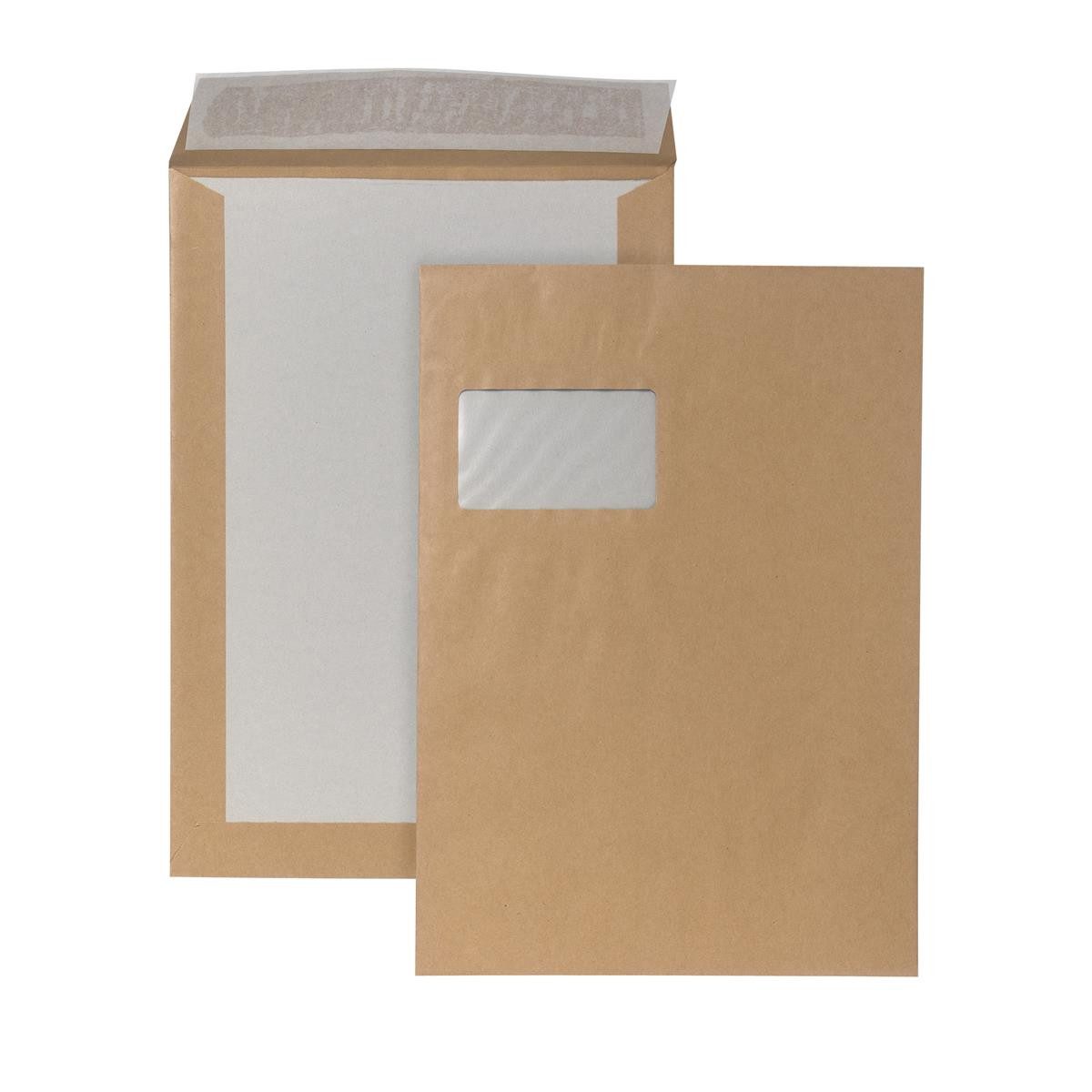BONG Versandtasche BONG 14008 Papprückwandtaschen DIN C4 mit Fenster braun 100 St.