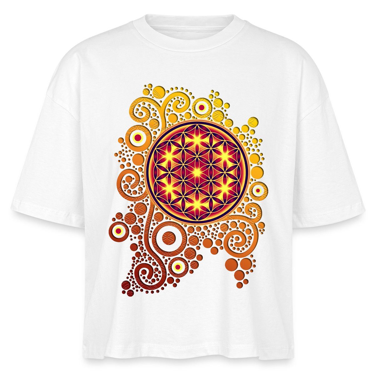 T-Shirt Blume des Lebens Boxy Shirt Damen