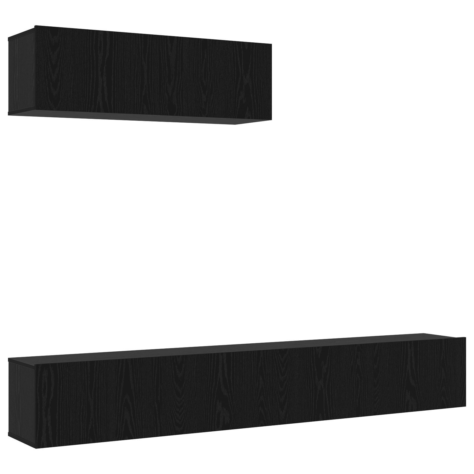 vidaXL TV-Schrank 3-teilige TV-Schrank-Set Wandmontiert Schwarz günstig online kaufen
