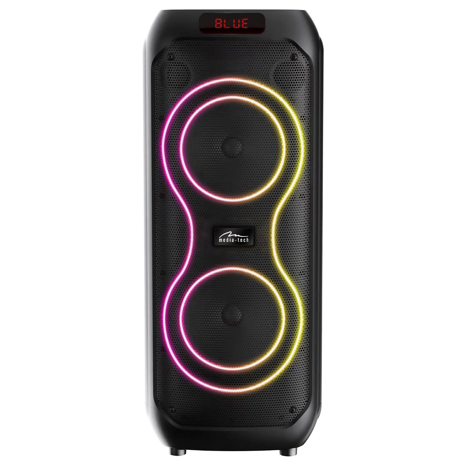 MEDIA-TECH MT3185 1400 W für Karaoke USB AUX BT Party-Lautsprecher (120 W, 8-Zoll-Lautsprecher, Equalizer, Karaoke-Funktion, MP3/microSD-Karten)