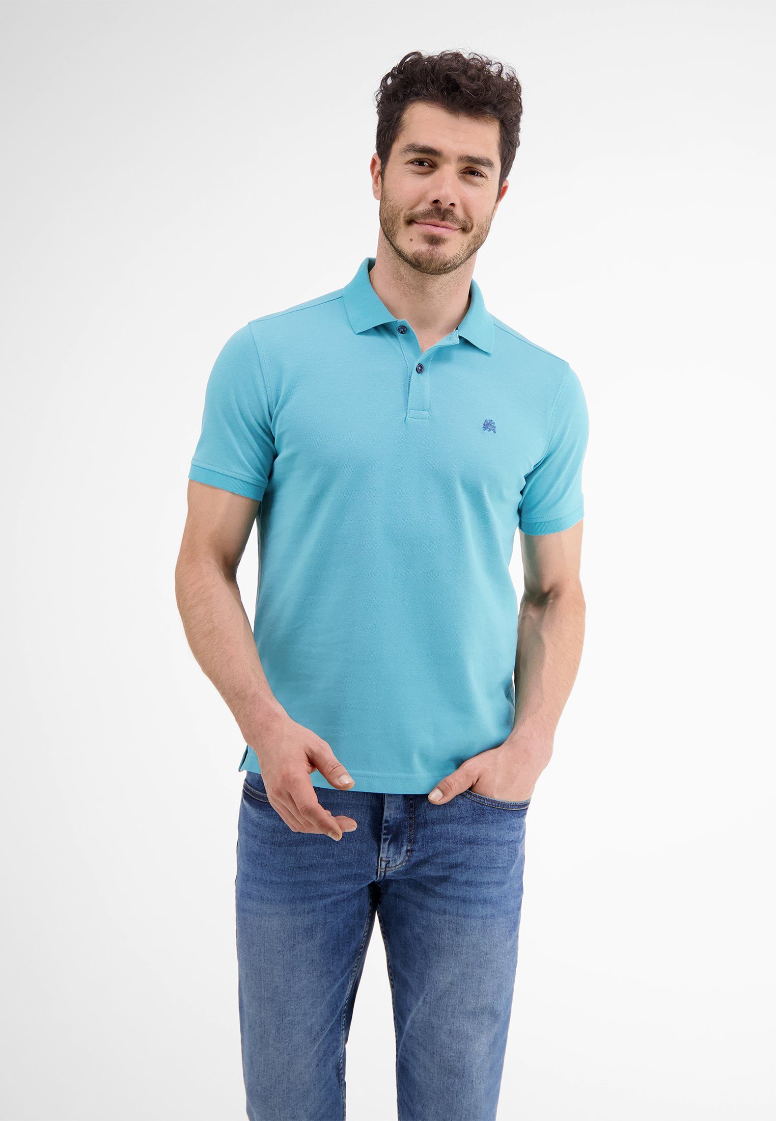 LERROS T-Shirt LERROS Piqué-Poloshirt, unifarben SKY BLUE