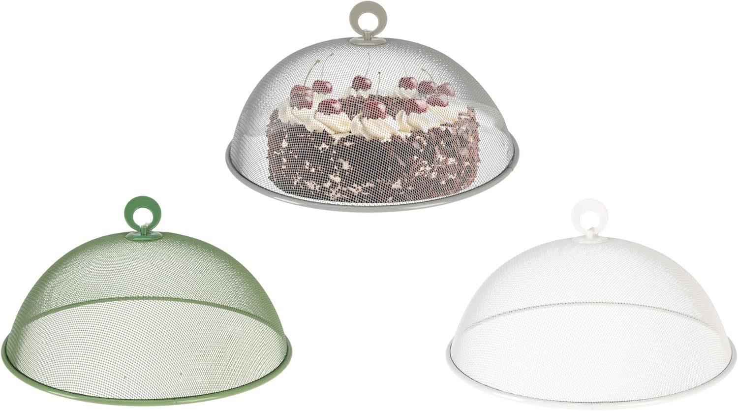 mucHome Fliegenhaube 3X Netz-Abdeckung Speisehauben aus Metall Fliegenschutz Fliegenhaube (3 St)