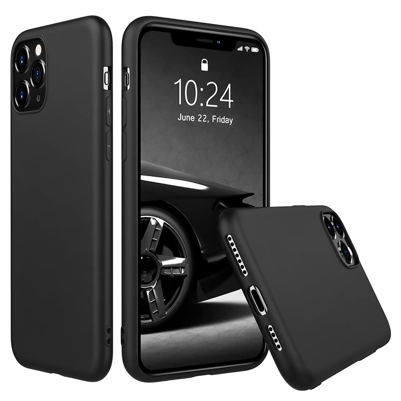 CoolGadget Handyhülle Handy Schutzhülle für Apple iPhone 11 Pro Max matt schwarz 6,5 Zoll, Silikon TPU Hülle Schutz Tasche Cover schlicht Slim Case