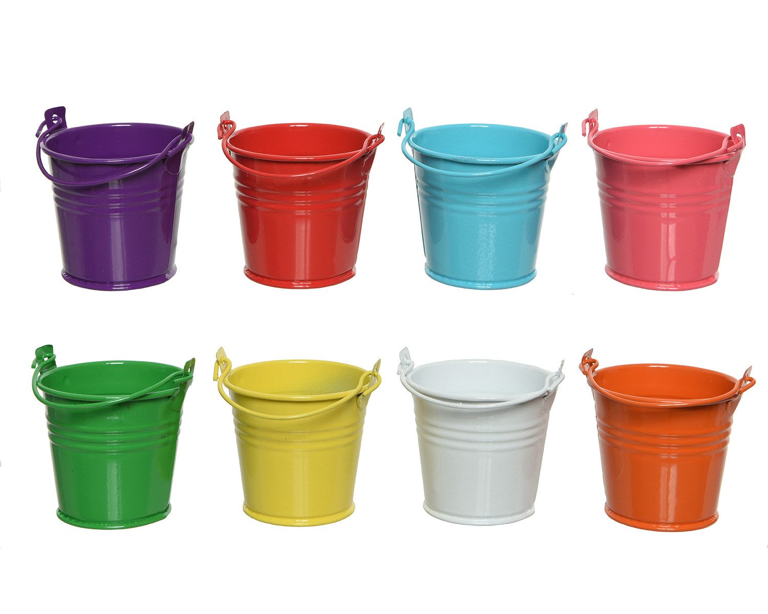 Decoris season decorations Blumentopf, Metalleimer mini 5x6cm bunt 8er Set
