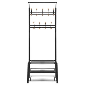 furnicato Garderobenständer Garderobe mit Schuhablage 68×32×182,5 cm Schwarz, (1 St)