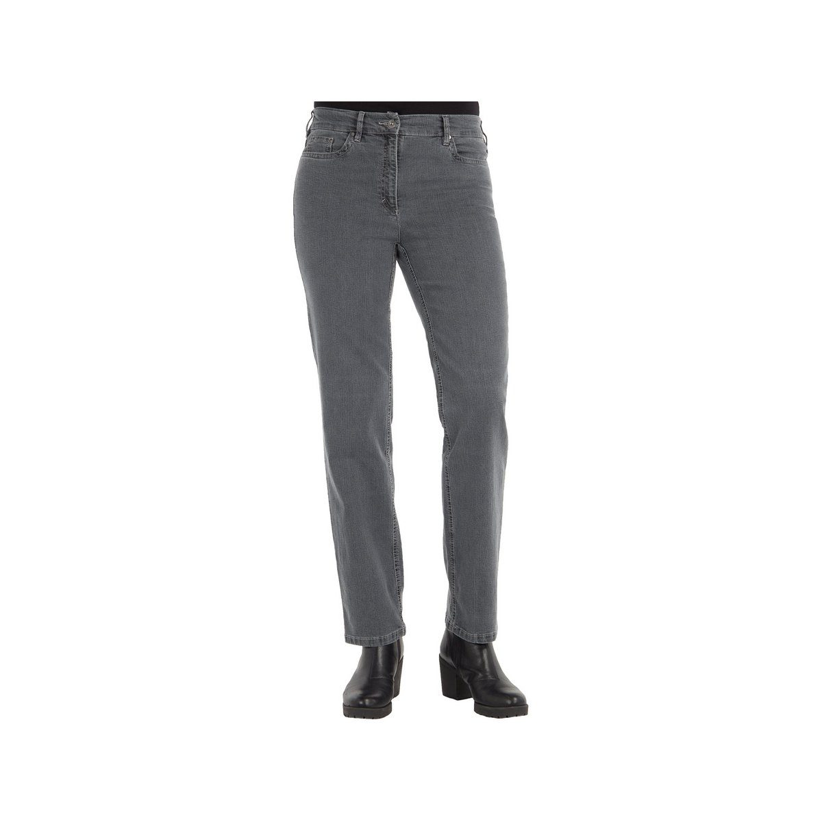 Zerres 5-Pocket-Jeans grau regular (1-tlg) dunkelgrau