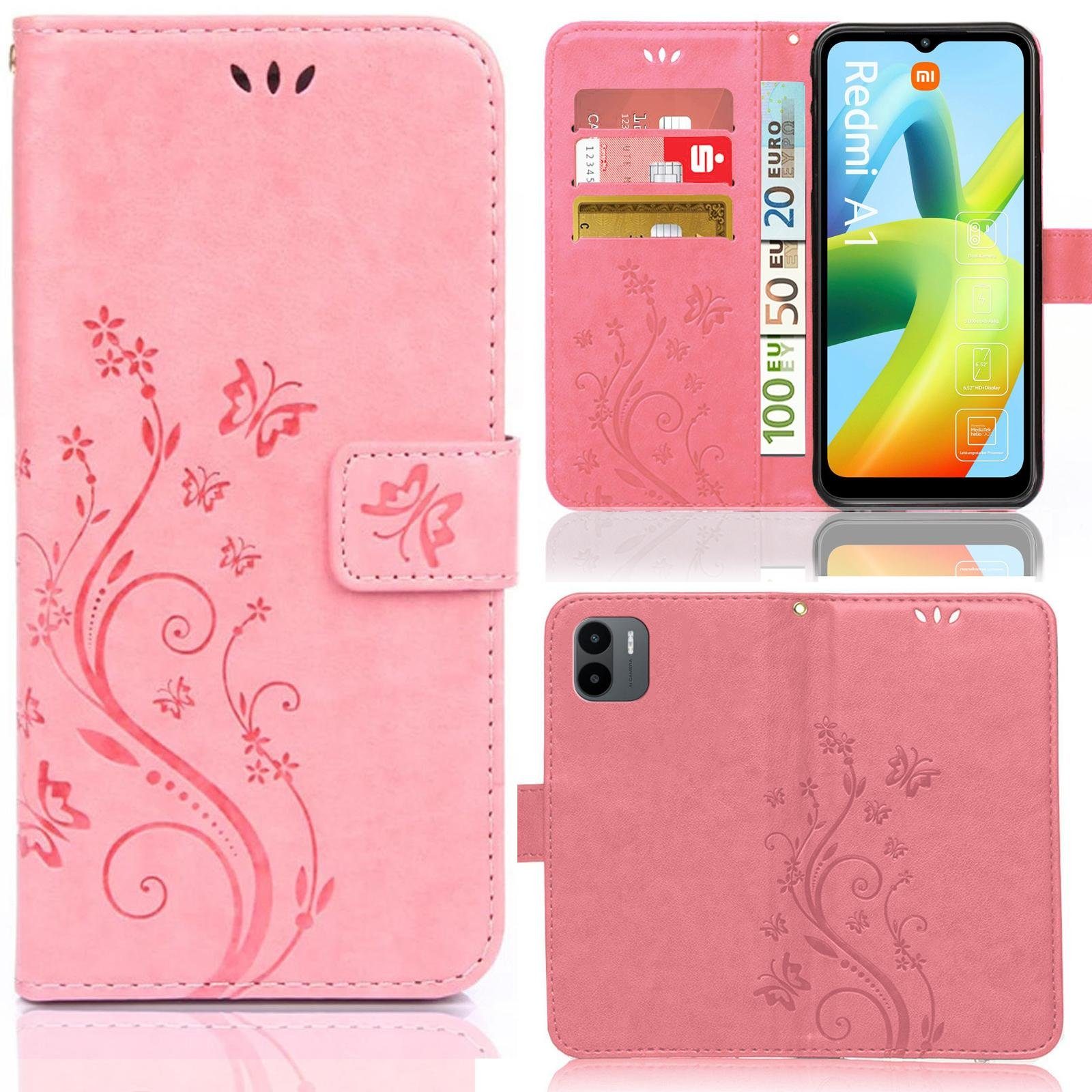 Numerva Handyhülle Bookstyle Flower für Xiaomi Redmi A1, Handy Tasche Schutzhülle Klapphülle Flip Cover mit Blumenmuster