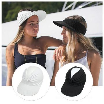 GOOLOO Sonnenhut Sonnenhut Wandelbare Strohhut für Damen Weiß (Sommer Hüte mit Pferdeschwanz, 1-St., 1-st) UV-Schutz Sonnenblende atmungsaktivem