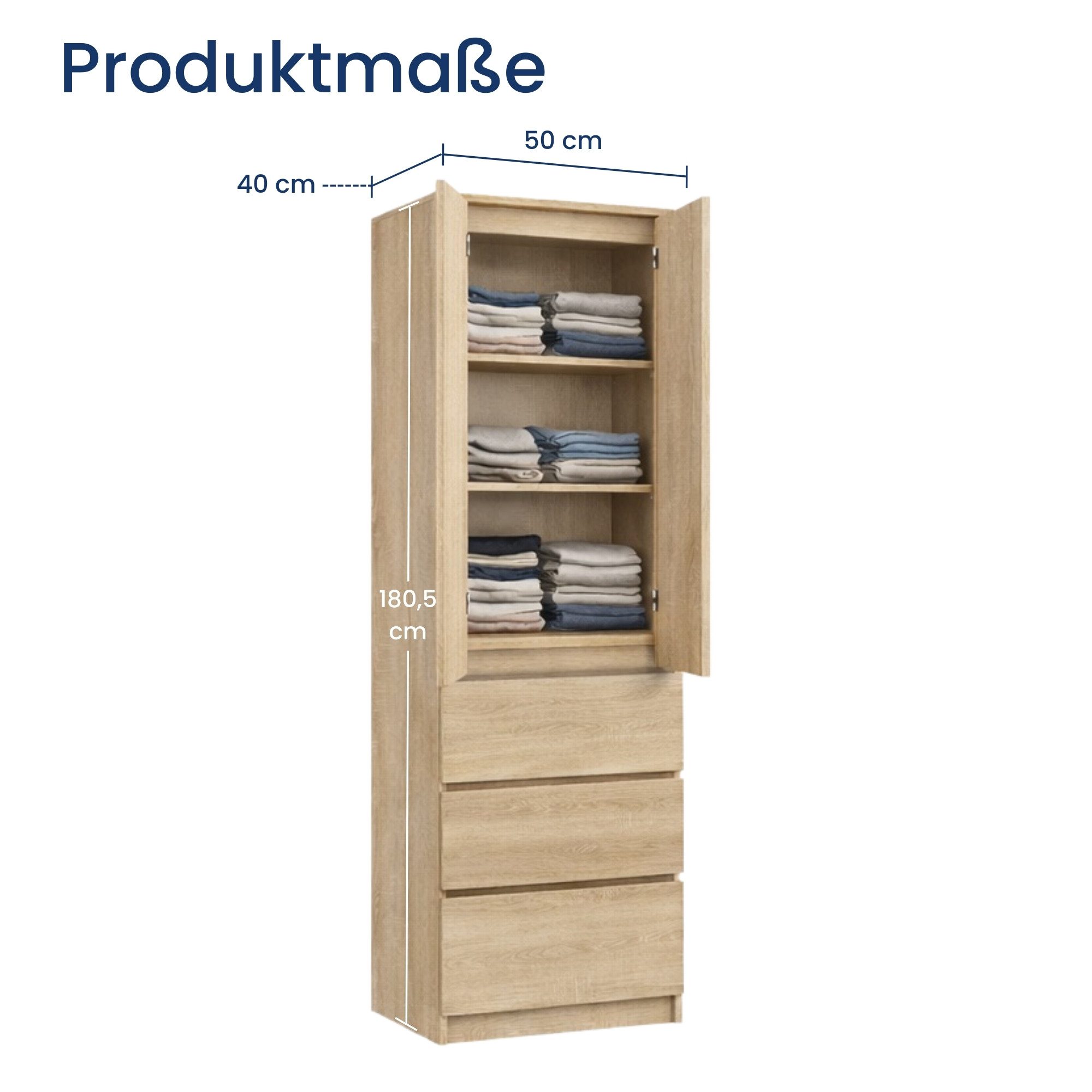 Home Collective Kleiderschrank Garderobenschrank Mehrzweckschrank Schrank platzsparend & vielseitig (50x40x180,5 cm (BxTxH), ideal für Schlafzimmer Flur & Arbei – Bild 2 von 5