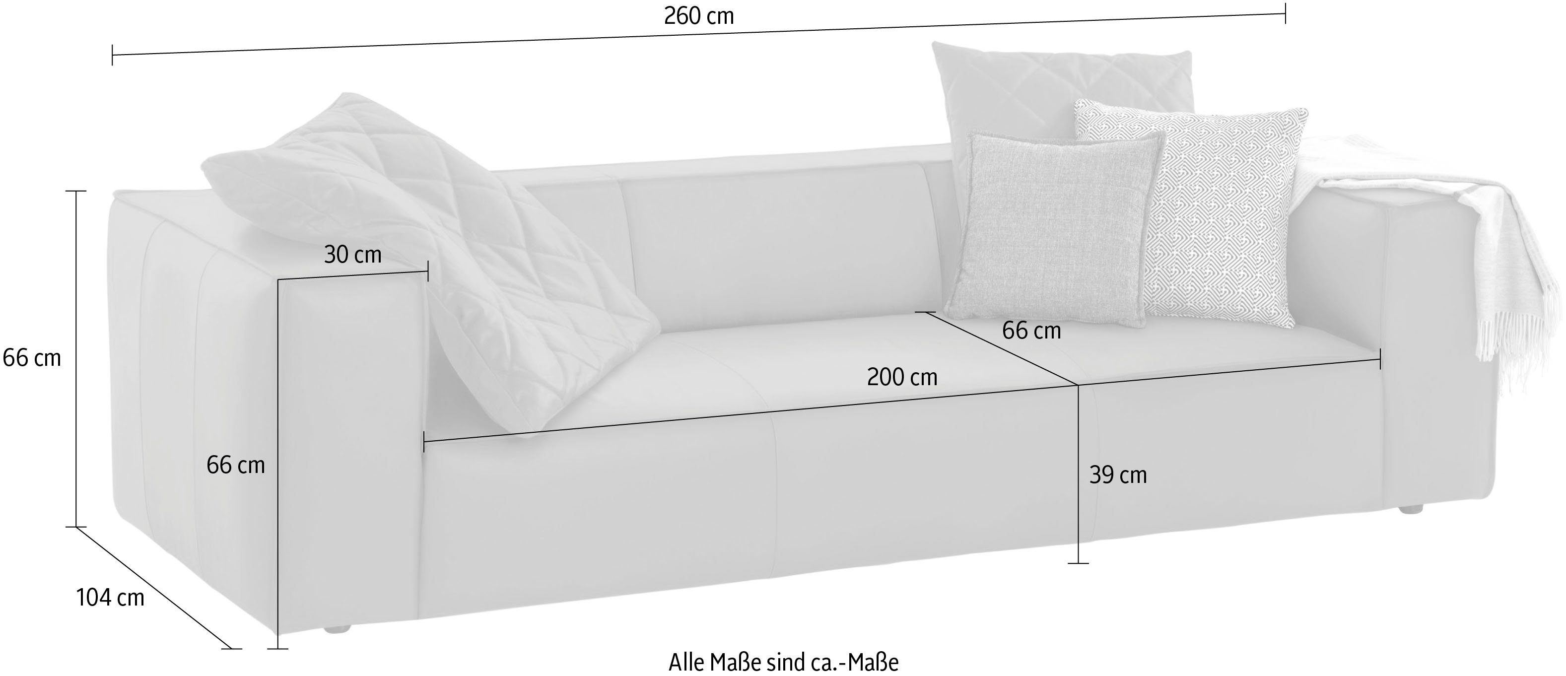 mit around-the-block, Biese, eleganter Federkern 3-Sitzer mit W.SCHILLIG