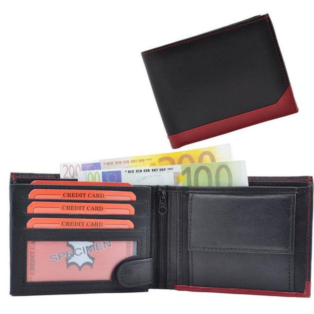 Mini Geldbörse Geldbörse Nappa Leder Scheintasche schwarz rot S (1-tlg) günstig online kaufen