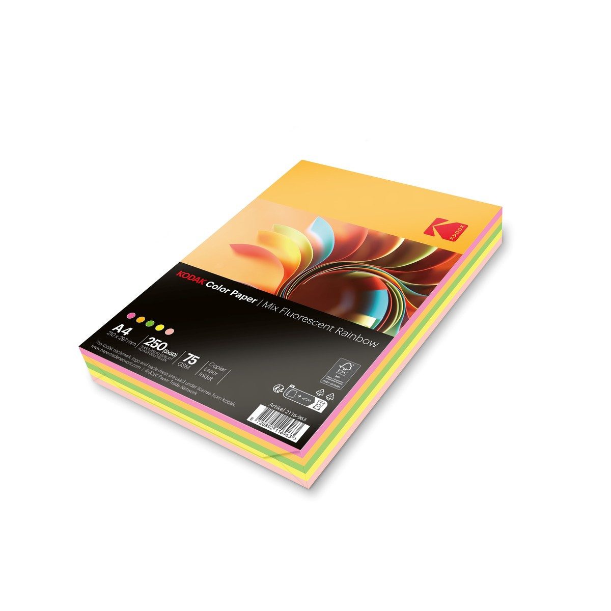 Kodak Kopierpapier Kodak Kopierpapier 75g/m² Mix Fluorescent Rainbow DIN A4 5x50 Blatt