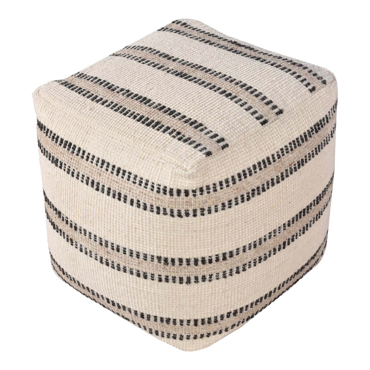 ebuy24 Pouf Bally Pouf handgewebt 40x40cm offwhite, grau.